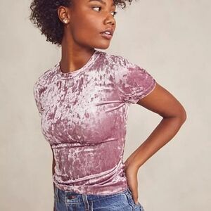 Free People pink velvet baby tee size Small NEW
